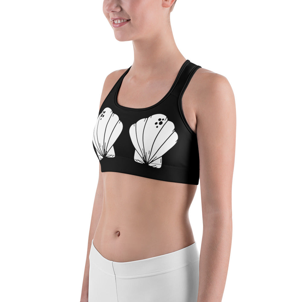 Black & White Mermaid Sports Bra