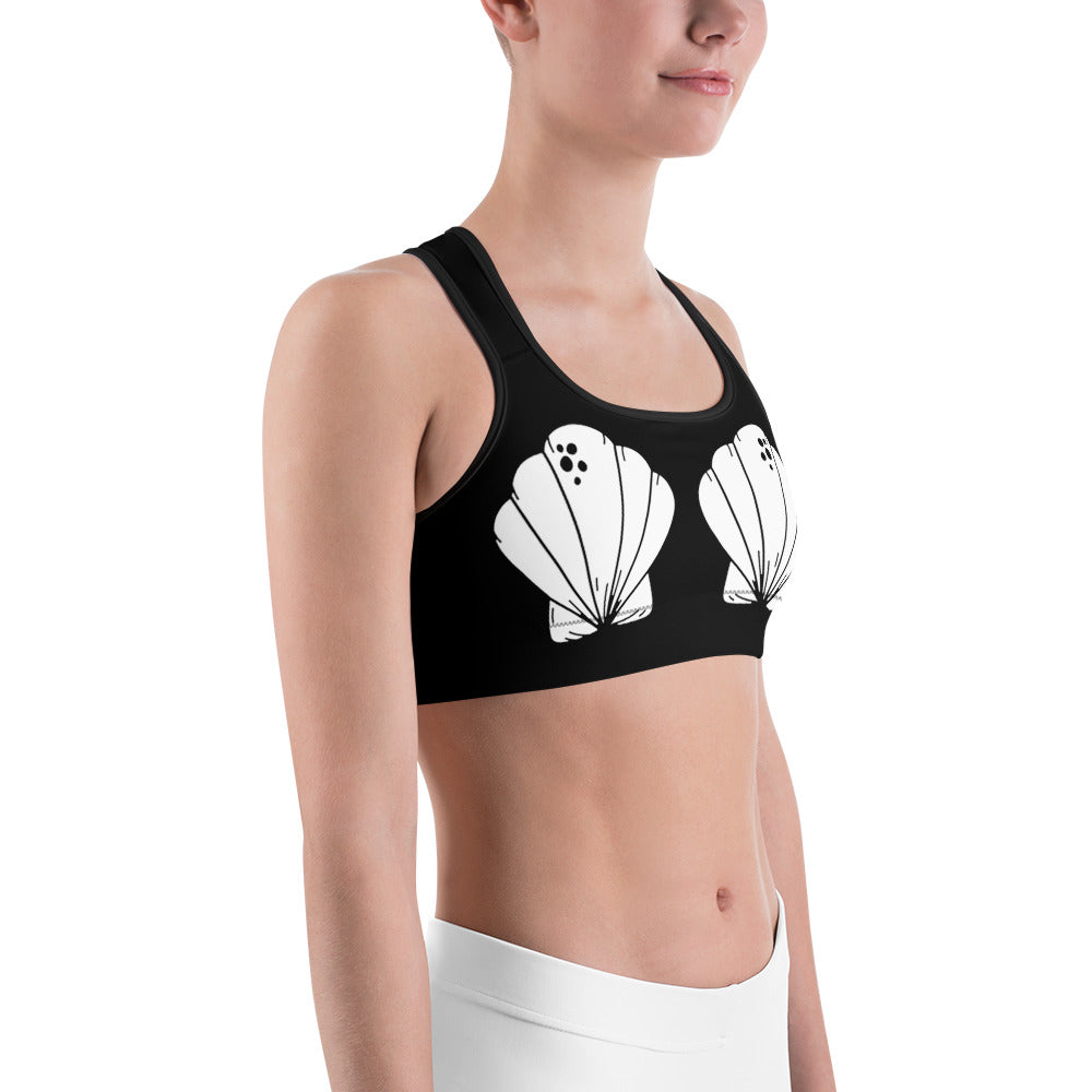 Black & White Mermaid Sports Bra