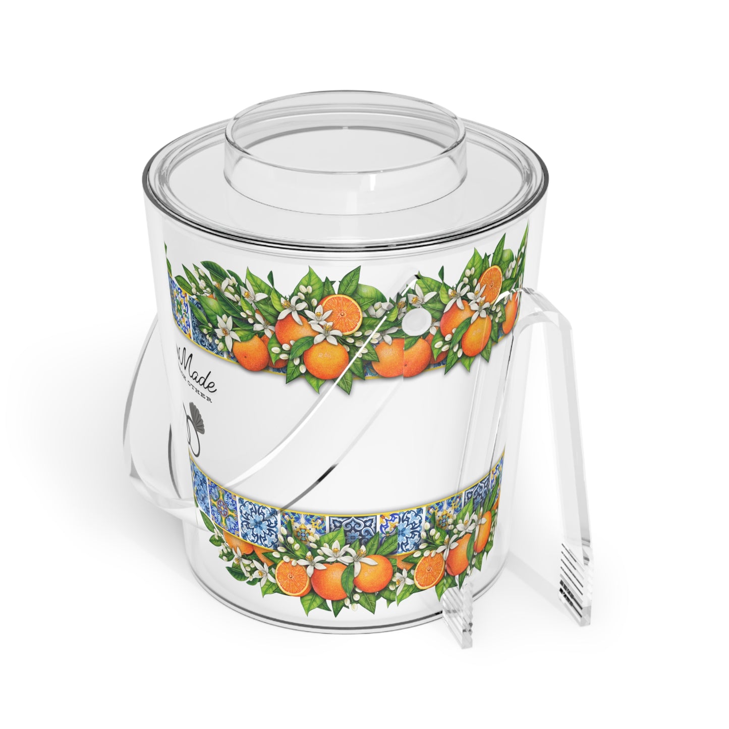 "MerMade For Each Other" Ice Bucket with Tongs (Sicilian Oranges 2)
