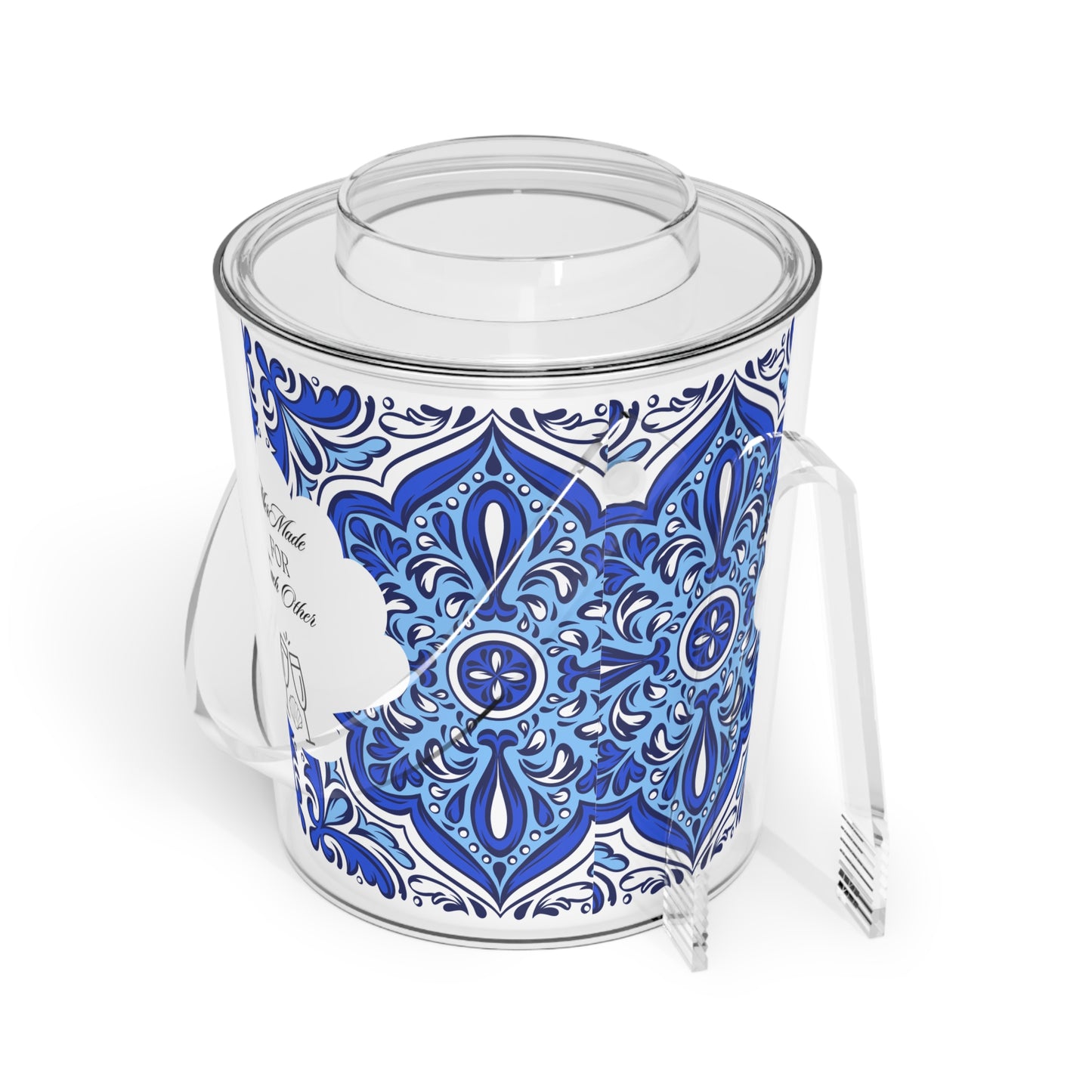 "MerMade For Each Other" Ice Bucket with Tongs (Venetian Villa Tile)