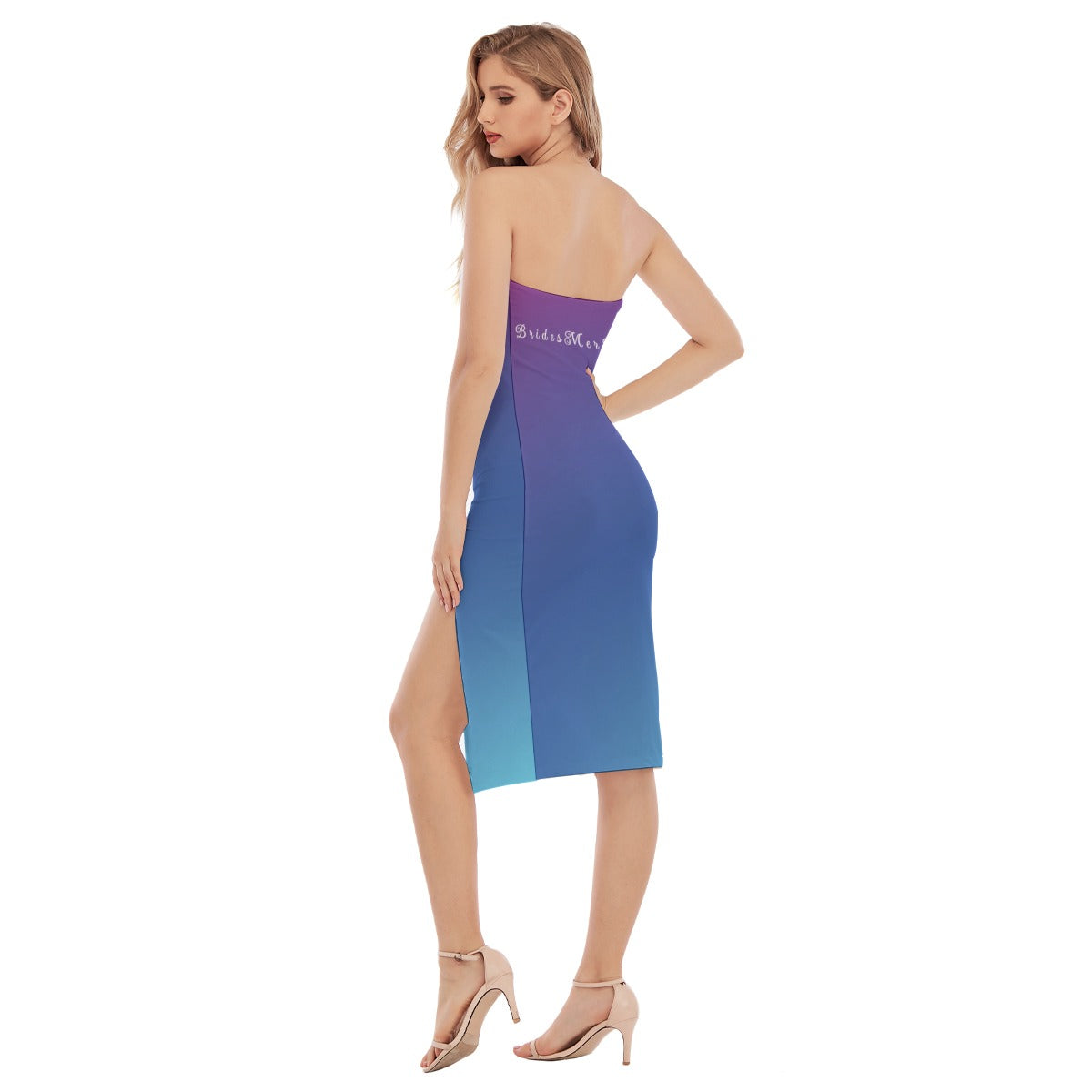 BridesMermaid Ombre Beach Dress - Deep Blue