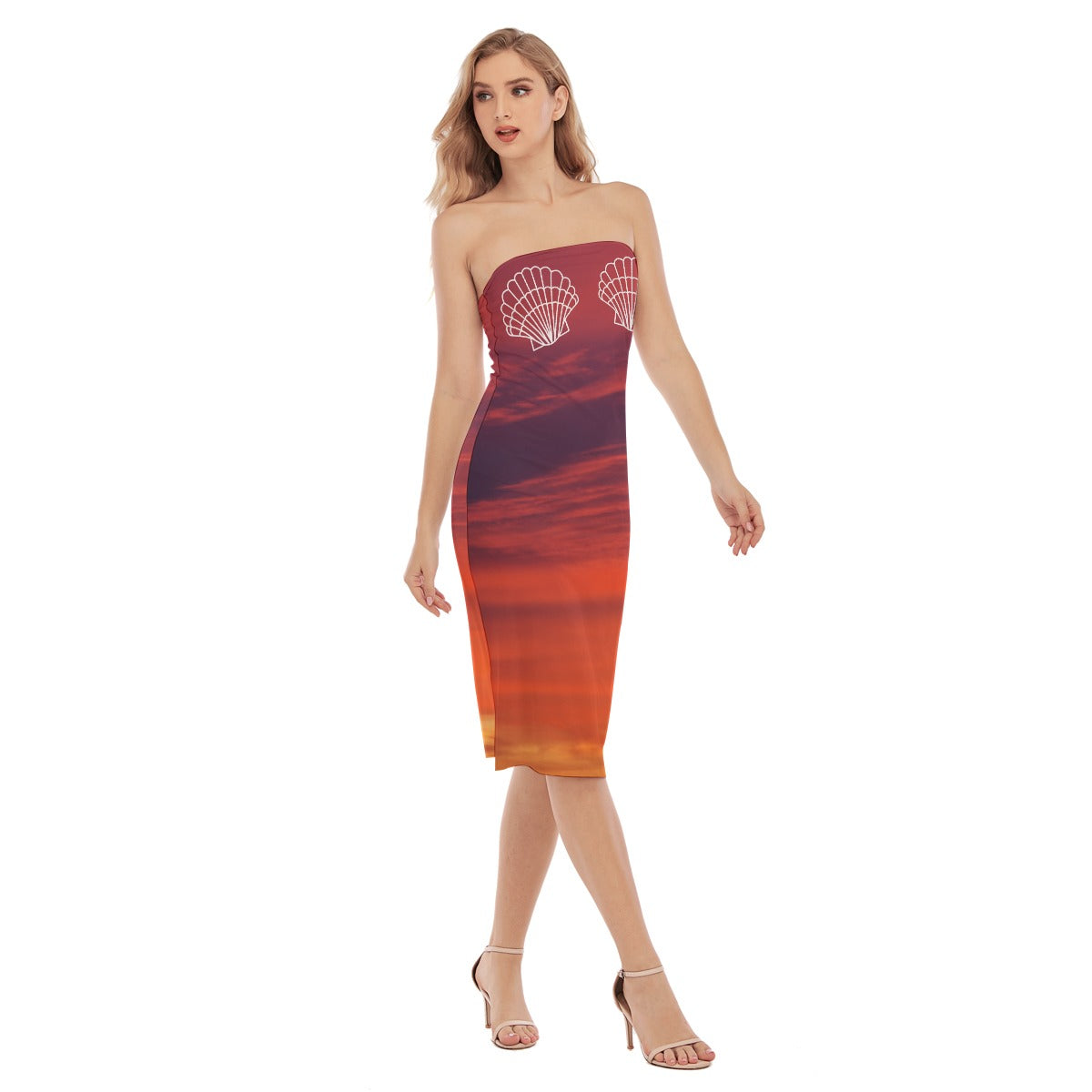 BridesMermaid Ombre Beach Dress - Red Sunset