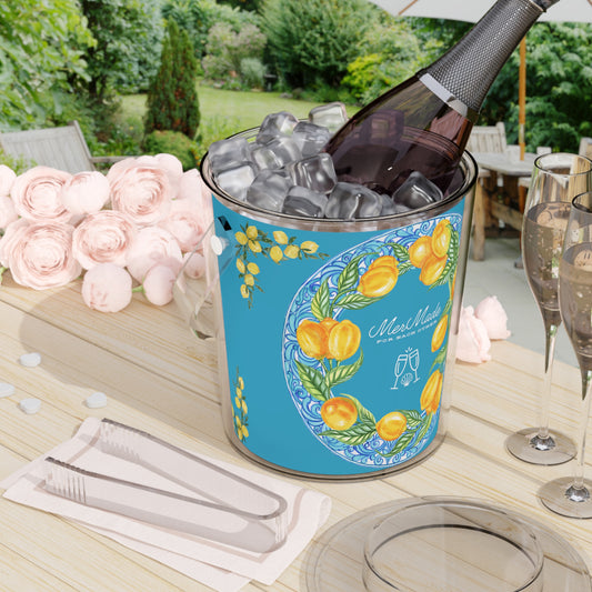 "MerMade For Each Other" Ice Bucket with Tongs (Amalfi Lemon)