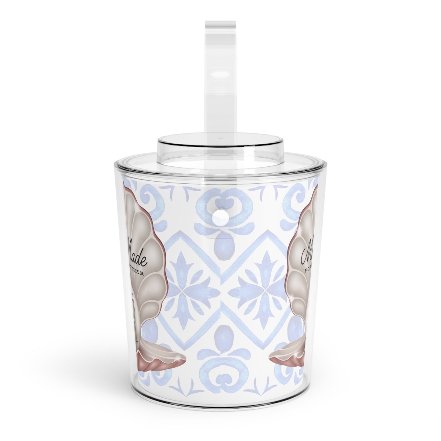 "MerMade For Each Other" Ice Bucket with Tongs (Lido Tile)