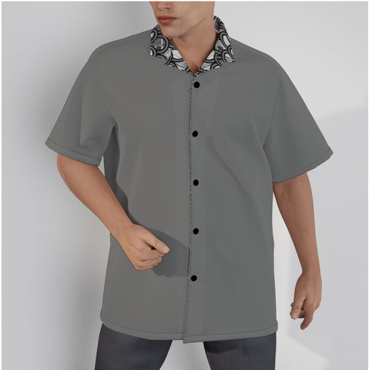 Brooklynite Trim Men's Hawaiian Shirt (Gray)