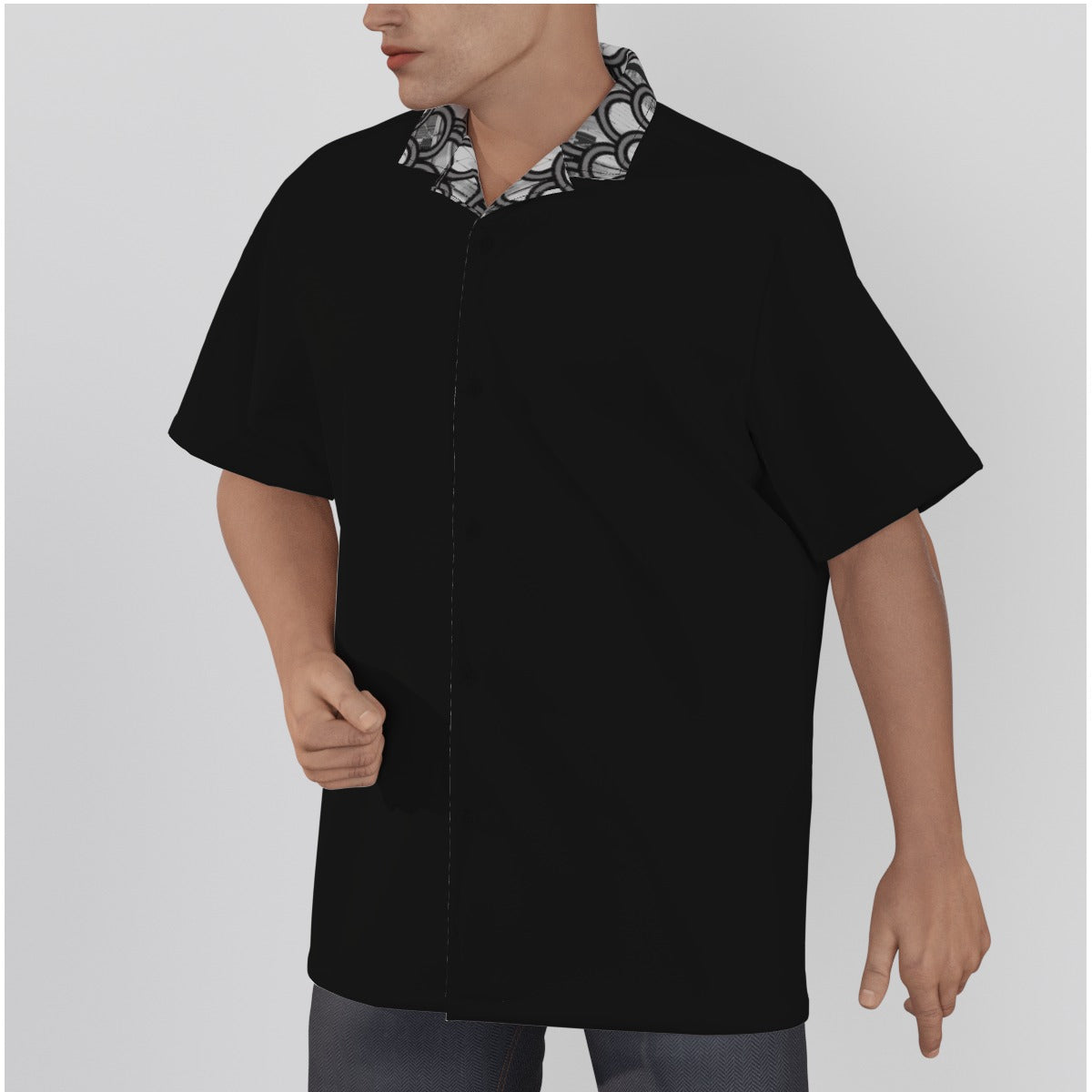 Brooklynite Trim Men's Hawaiian Shirt (Black)