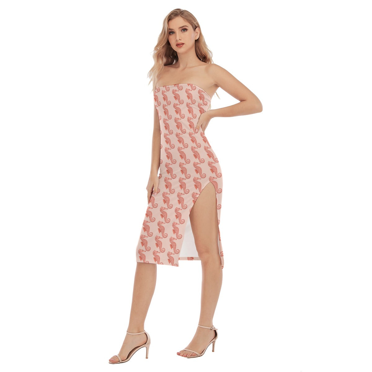 All-Over Print Women's Side Split Tube Top Dress